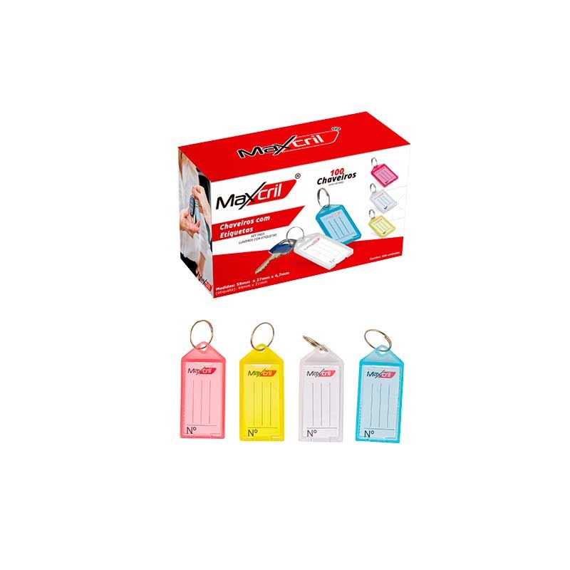 CHAVEIROS COM 100 ETIQUETAS CRISTAL WALEU