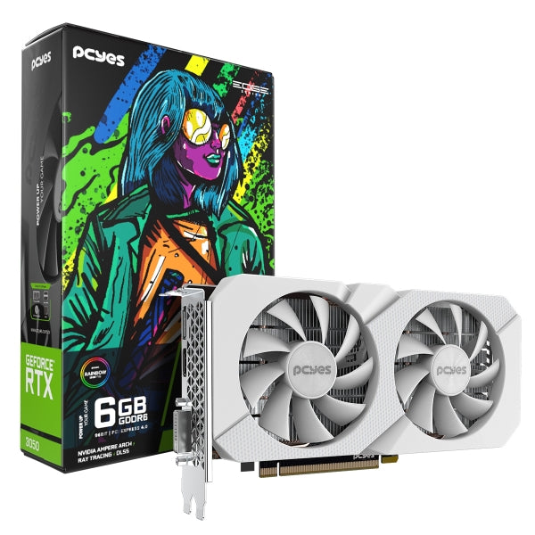 Gpu Nvidia Geforce Rtx 3050 6Gb Gddr6 96Bit Branco Projeto Edge - Pvrtx30506Wtpe