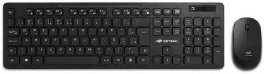 C3Tech Combo Teclado e Mouse K-W20BK sem fio Preto Layout ABNT2