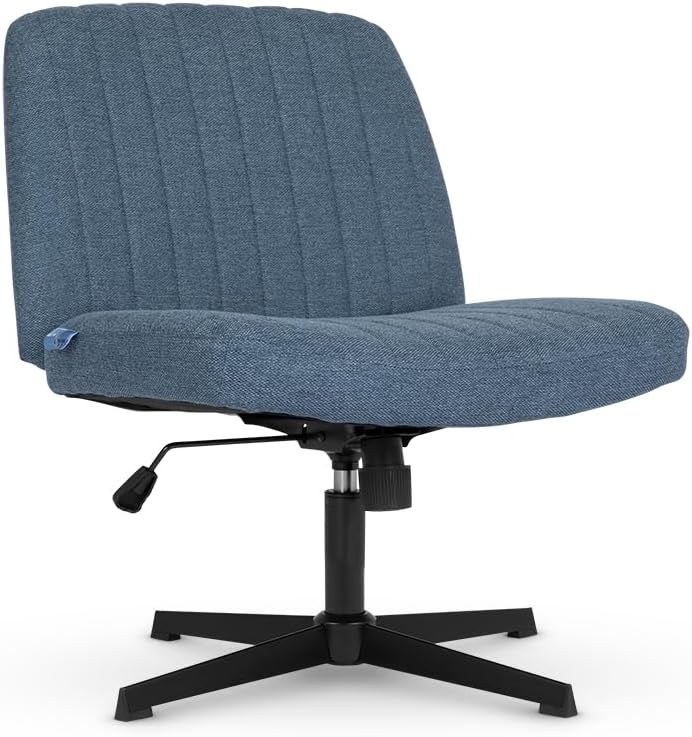 Cadeira Escritório DT3 Dolly, Criss Cross Cosy Chair, Original, Cadeira de Assento Extra Grande e Largo, Leisure, Penteadeira, Escrivaninha (Blue)