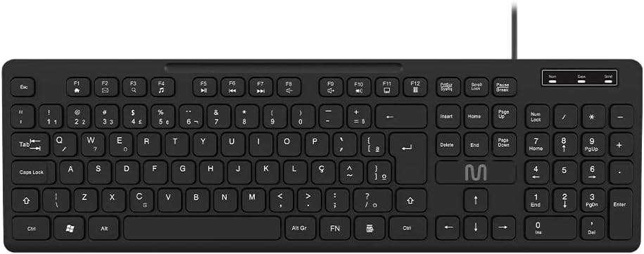 Teclado Com Fio Multimídia Cabo de 180cm Teclas Redondas USB Preto Multi - TC294