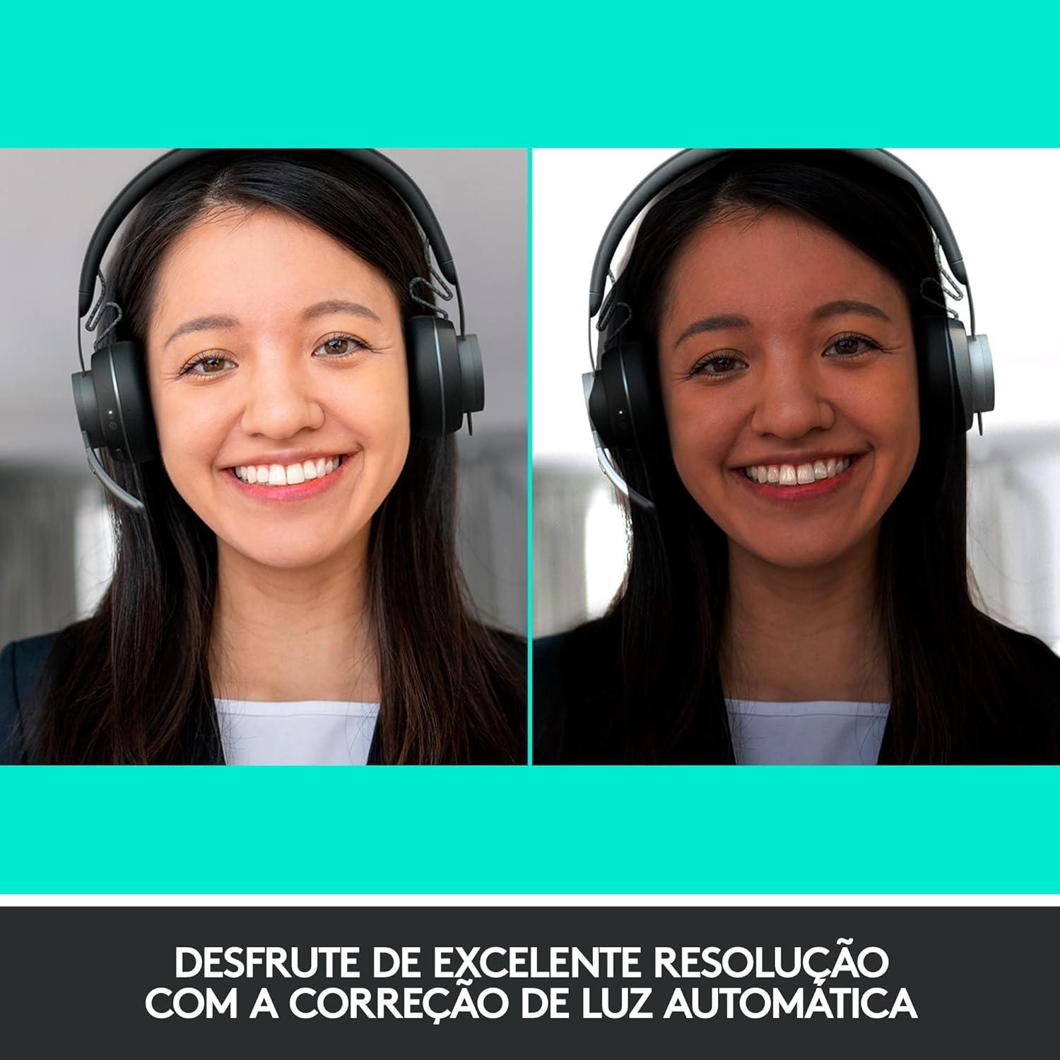 Webcam Ultra HD Logitech Brio 4K PRO com Microfone Embutido para Chamadas e Gravações em Video - Compatível com Logitech Capture