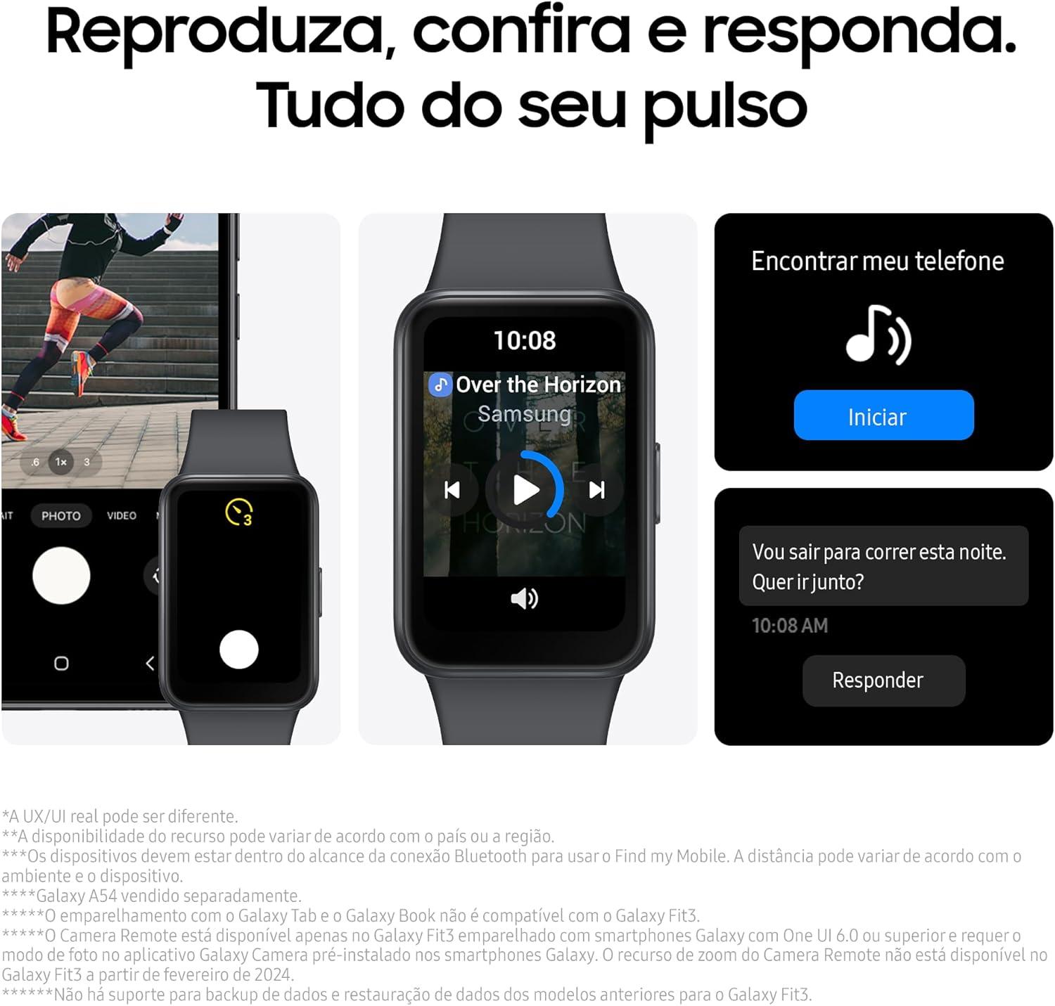 Smartwatch Samsung Galaxy Fit3 Display 1.6" Grafite