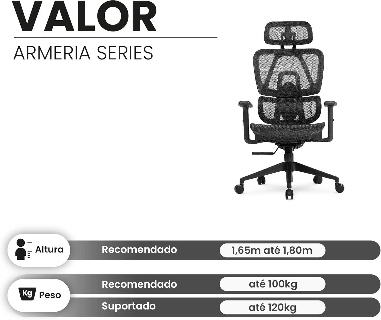 Cadeira Escritório Ergonomica DT3 Valor com revestimento Mesh Vidartex, apoio de cabeça 2D,braços 1D,ajuste na altura do encosto,suporta até 120kg e altura máx. de 1,90m