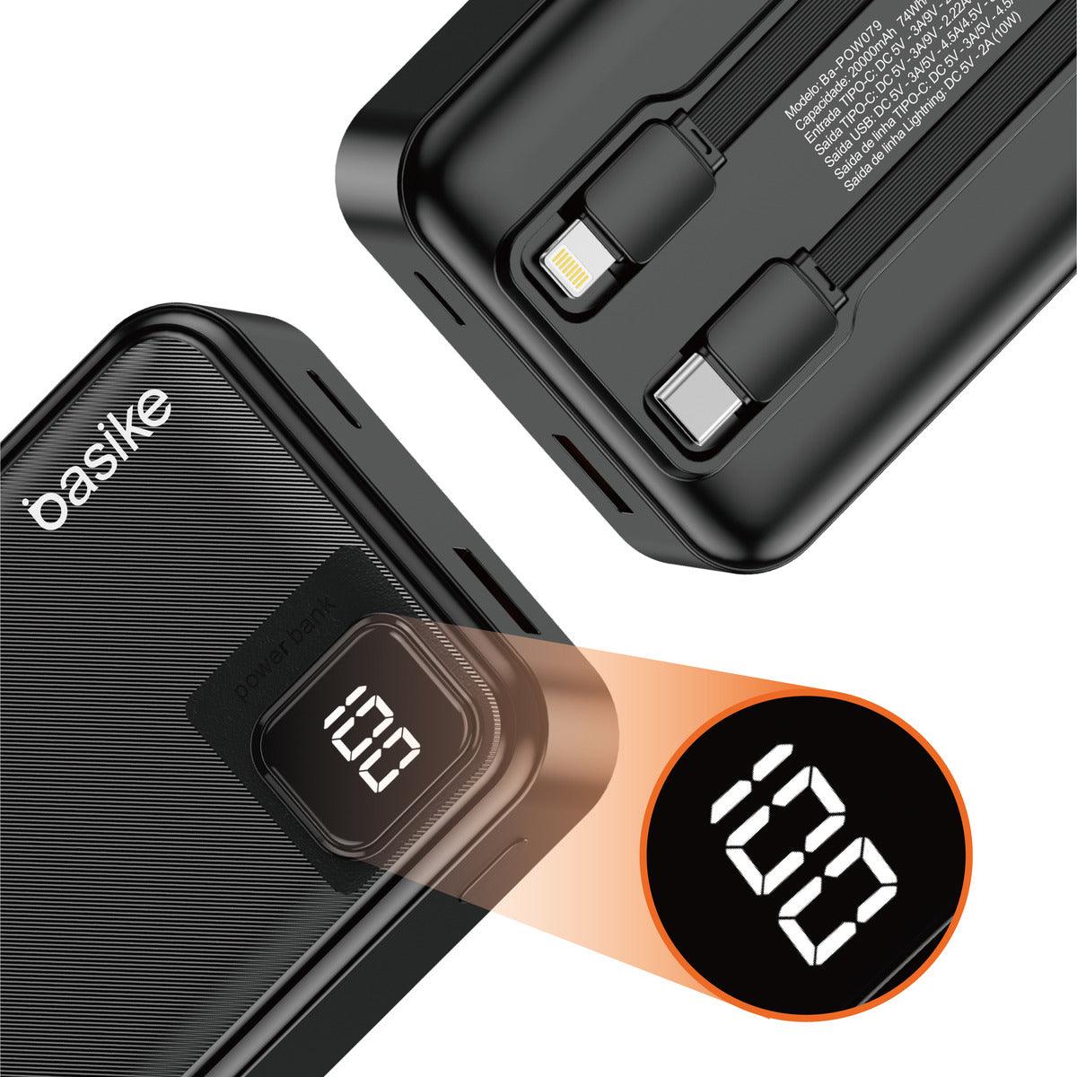 Power Bank 20000mah Portátil Carga Rápida 22.5w Com Display
