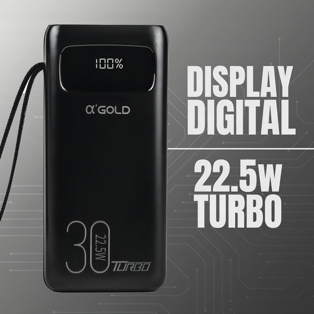 Power Bank Carregador Portátil Turbo Bateria 30.000mah Cor Preto