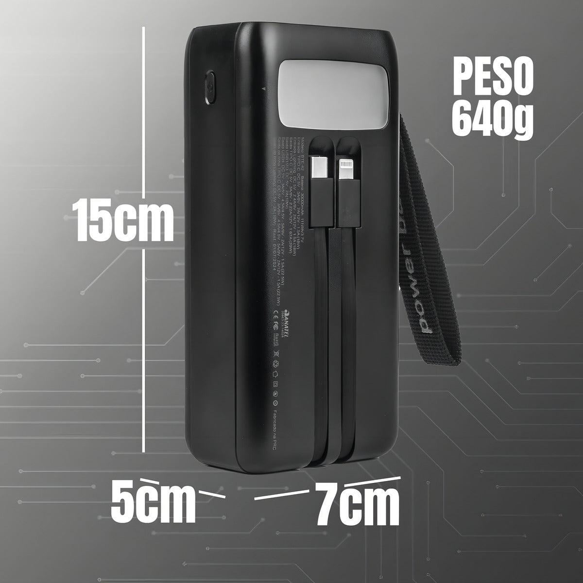 Power Bank Carregador Portátil Turbo Bateria 30.000mah Cor Preto