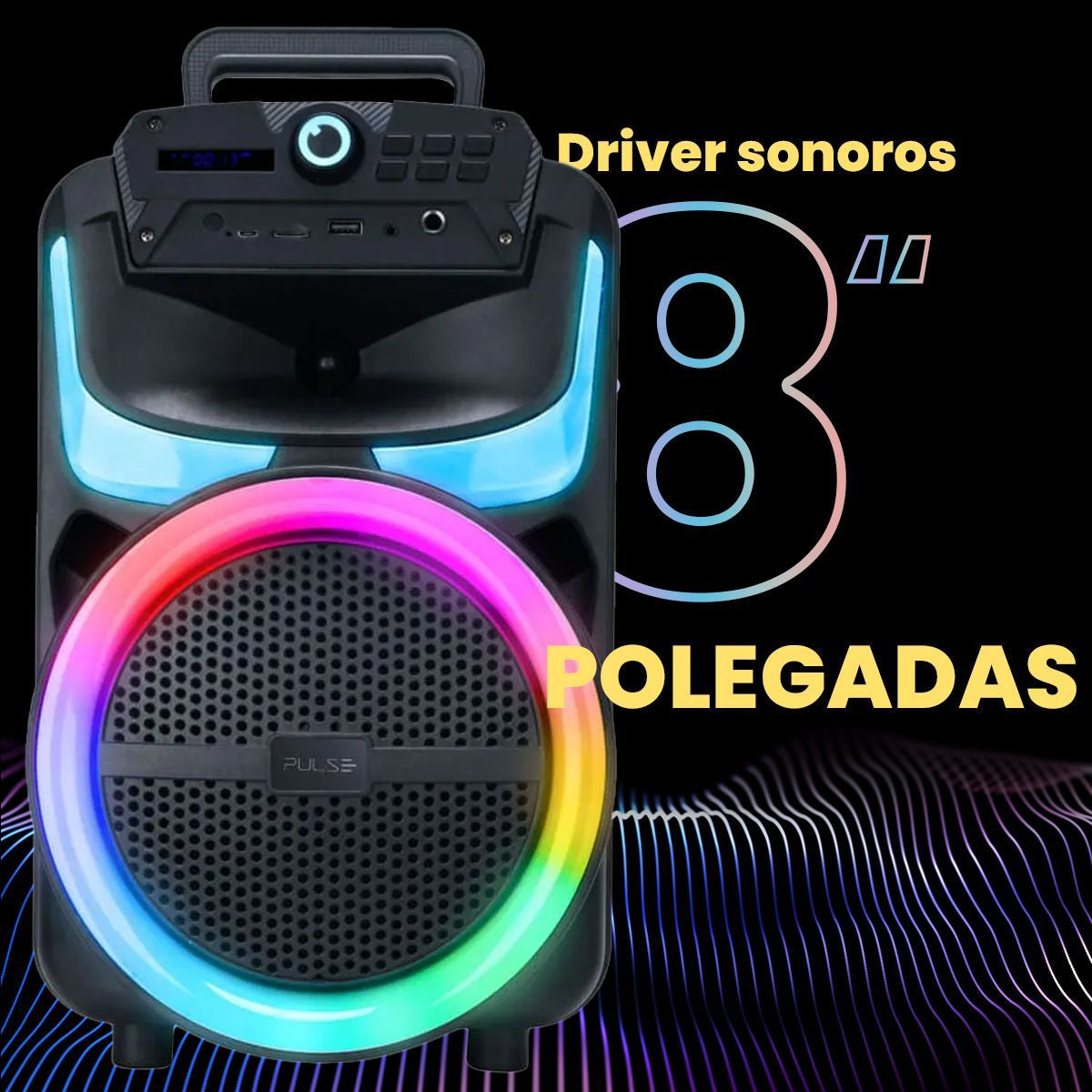 Caixa de Som Bluetooth Karaokê Pulse SP402E Gamer 250W RMS Cor Preto