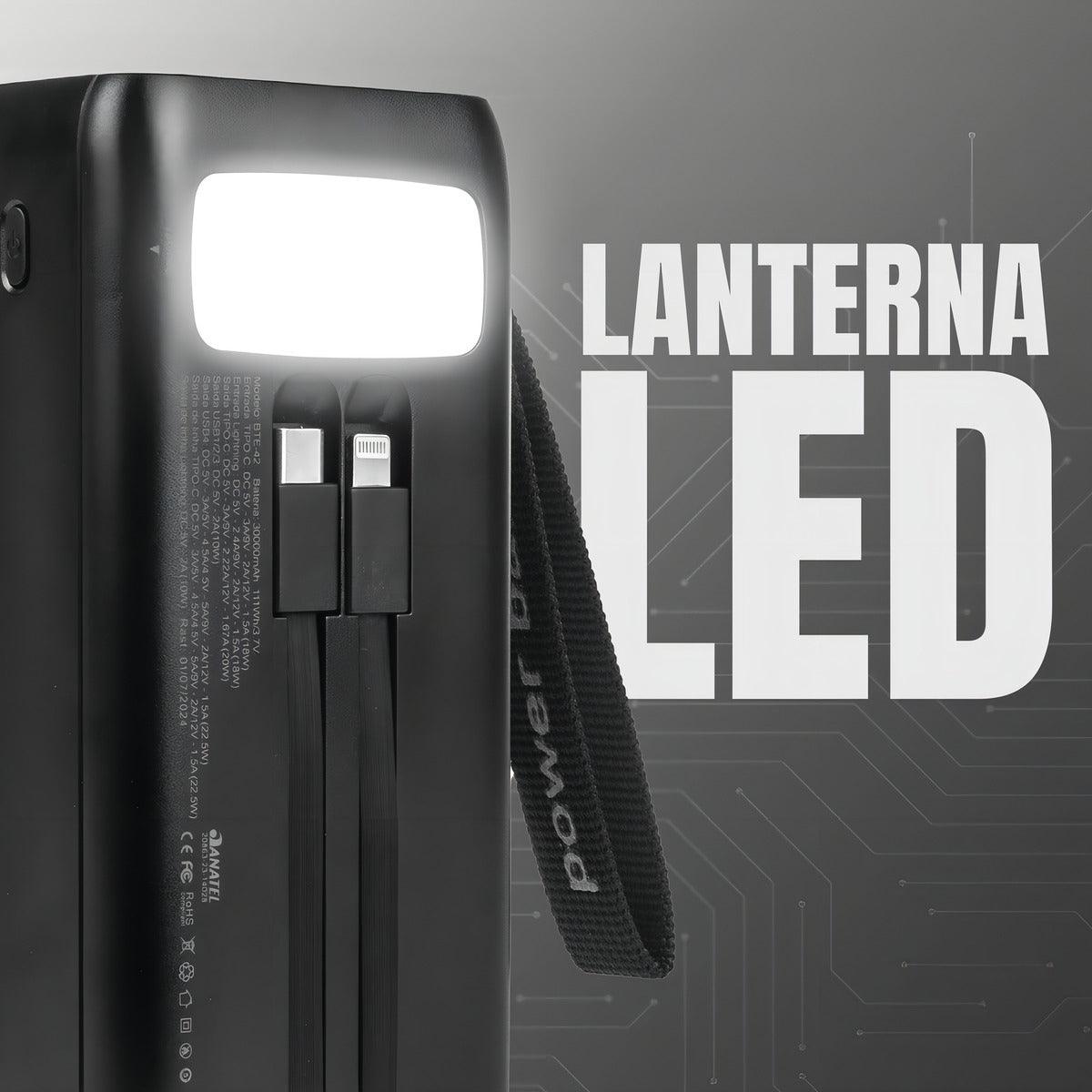 Power Bank Carregador Portátil Turbo Bateria 30.000mah Cor Preto
