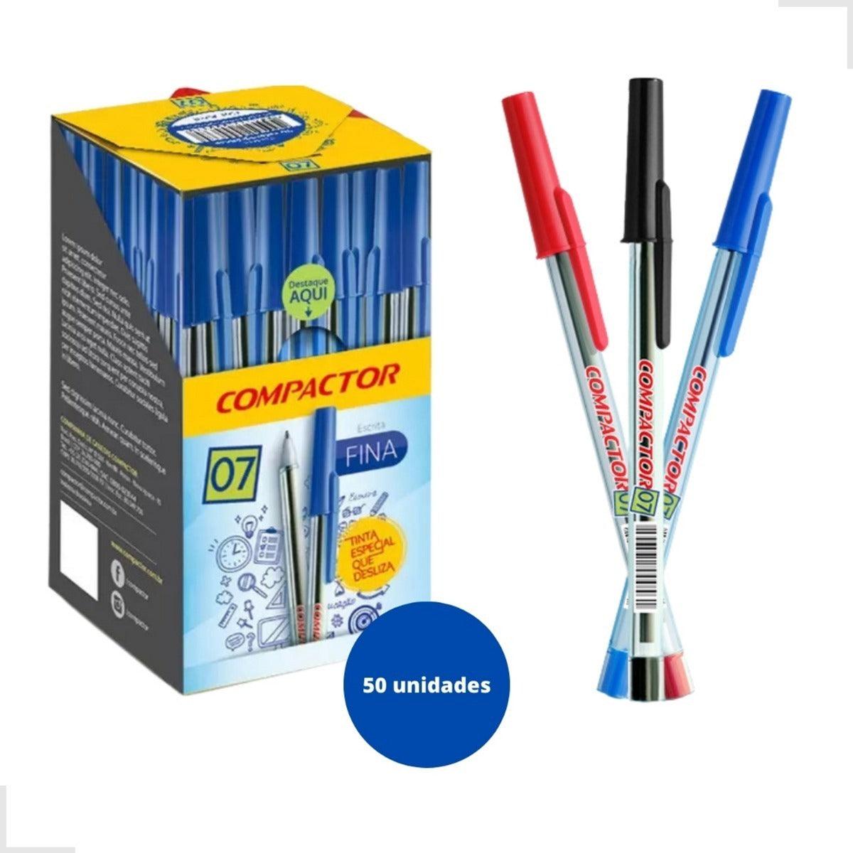 Caneta Esferografica 0.7mm Ponta Fina Compactor Caixa C/ 50 Cor da tinta Preta Cor do exterior Cristal