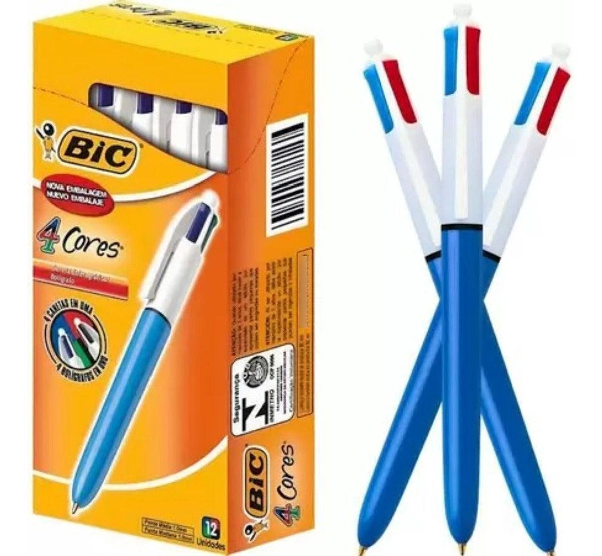 Bic 4 Cores Clássicas - Kit Com 12 Unidades