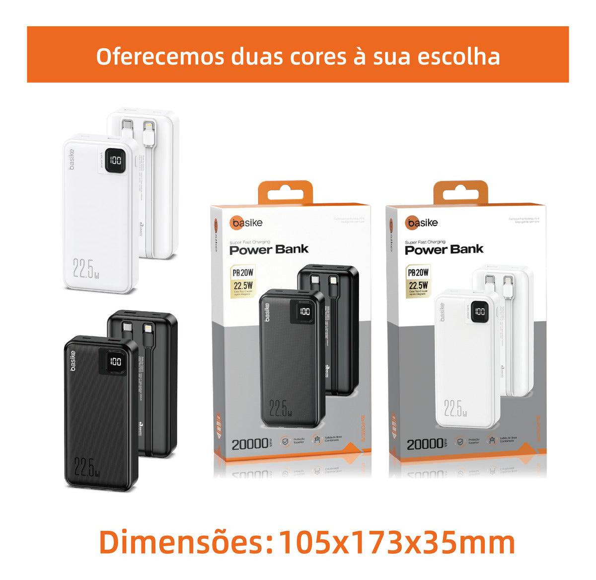 Power Bank 20000mah Portátil Carga Rápida 22.5w Com Display