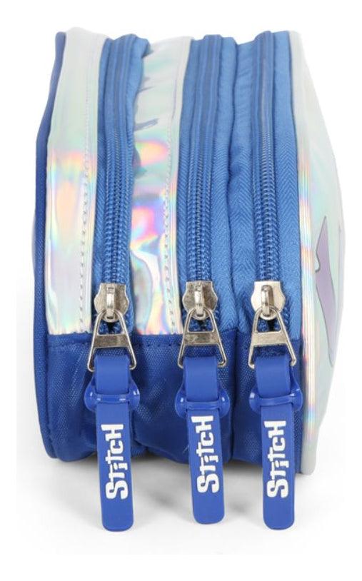 Estojo Escolar Triplo Juvenil Stitch Holográfico - Luxcel