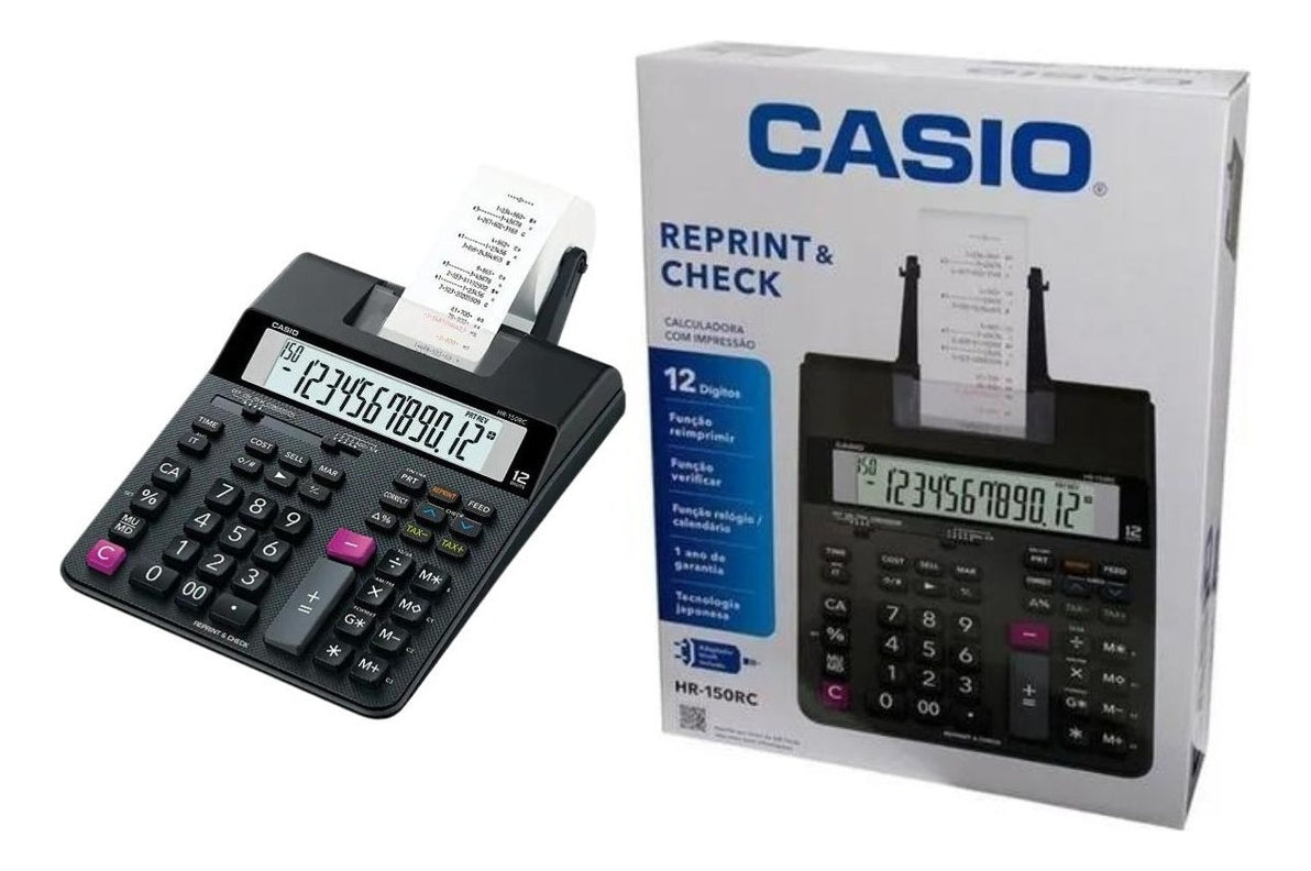 Calculadora bobina Casio HR-150RC cor preto