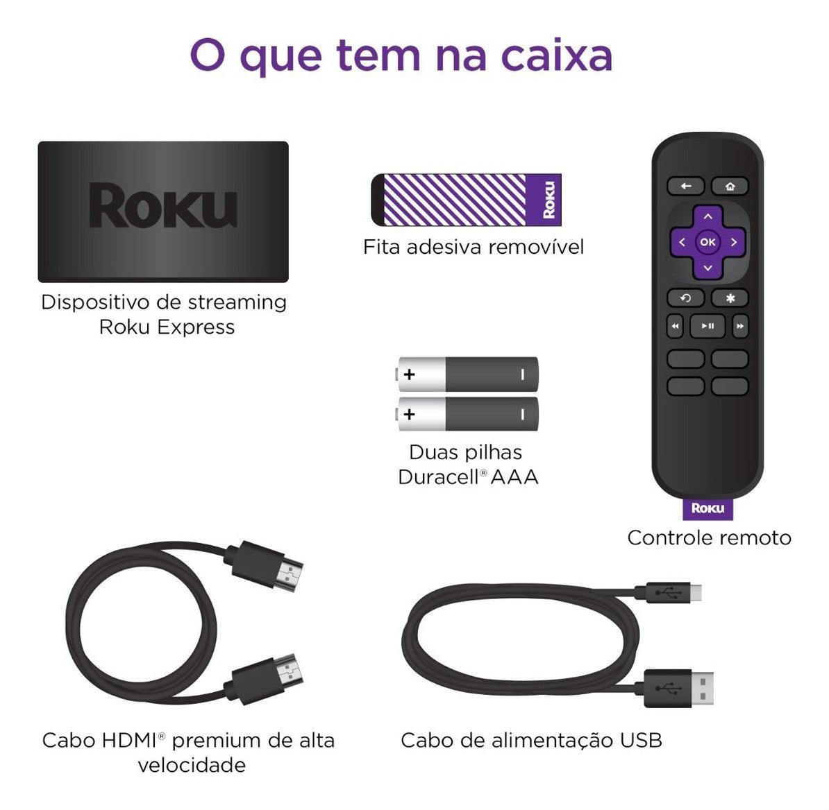 Roku Express 3960 padrão Full HD preto com 512MB de memória RAM