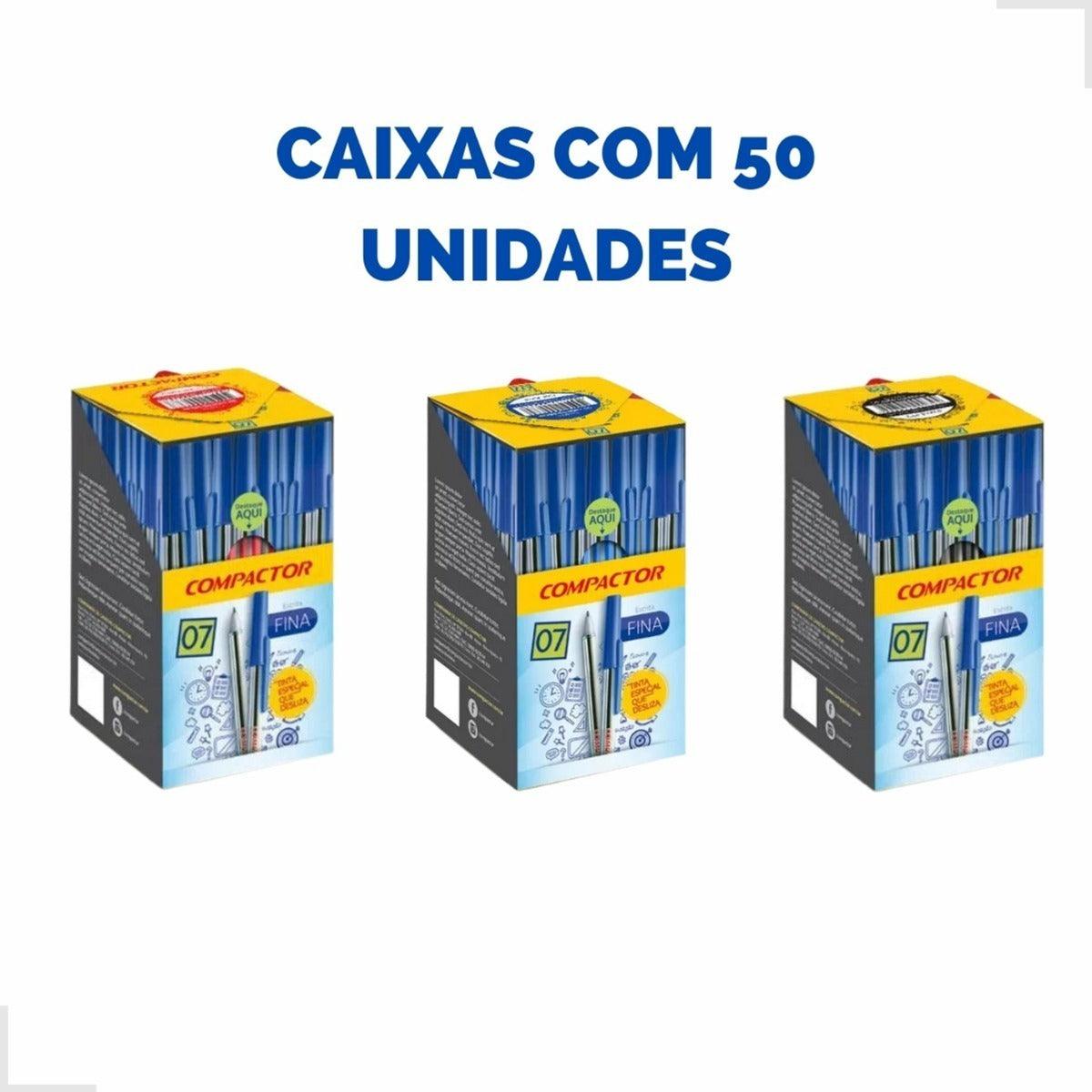 Caneta Esferografica 0.7mm Ponta Fina Compactor Caixa C/ 50 Cor da tinta Preta Cor do exterior Cristal