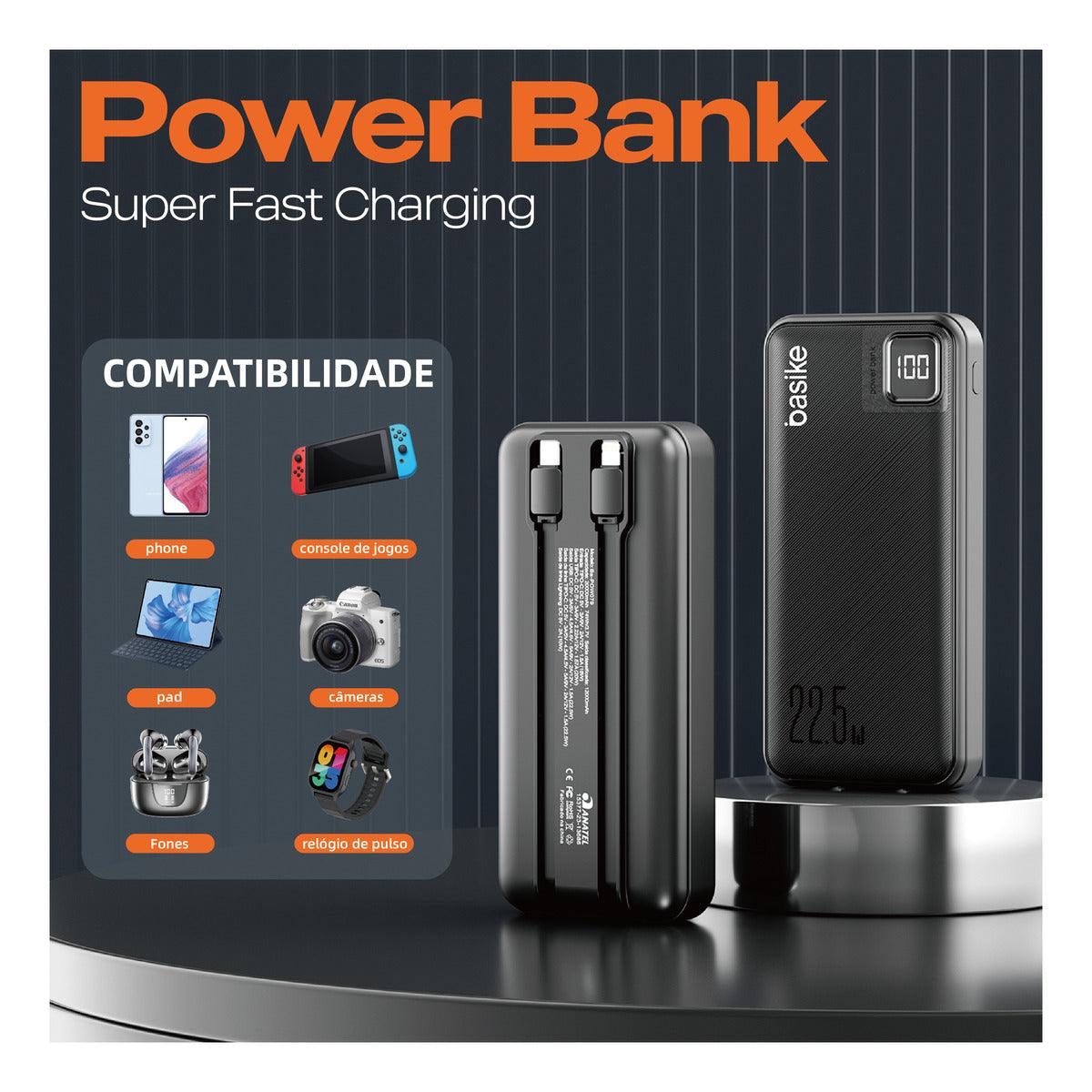 Power Bank 20000mah Portátil Carga Rápida 22.5w Com Display