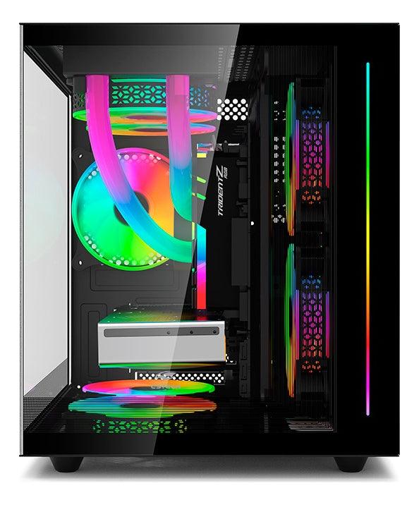 Gabinete Gamer Atx Cube Aquário Lateral De Vidro Temperado Cor Preto