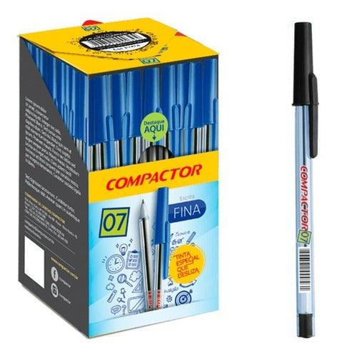 Caneta Esferografica 0.7mm Ponta Fina Compactor Caixa C/ 50 Cor da tinta Preta Cor do exterior Cristal