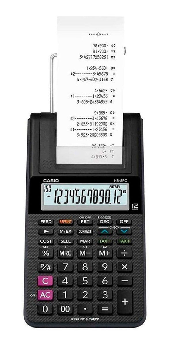 Calculadora Casio Bobina Hr-8rc-bk Bivolt Original