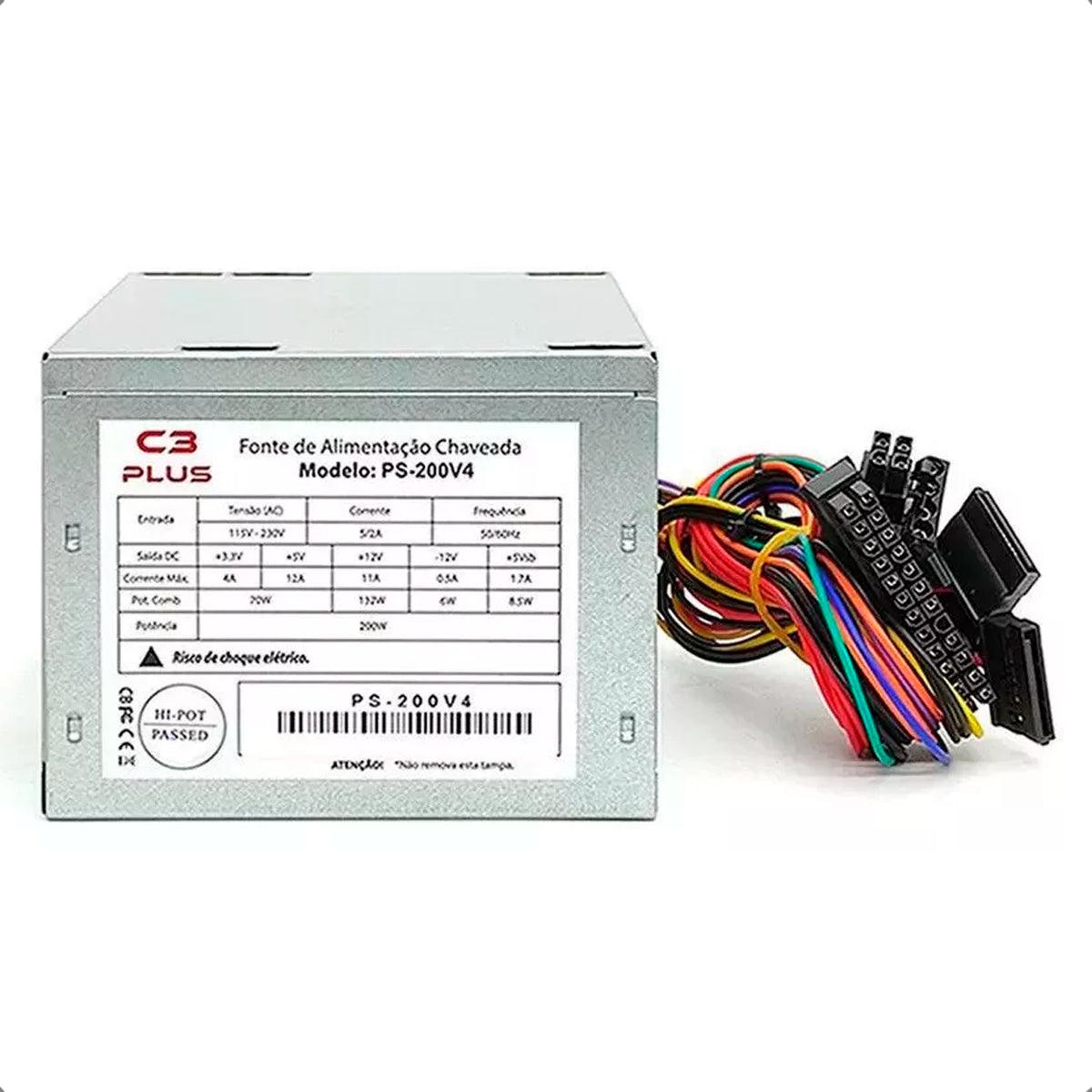 C3tech C3Plus PS-200V4 Fonte de alimentação para Computador 200W Real Bivolt Cor Prateado