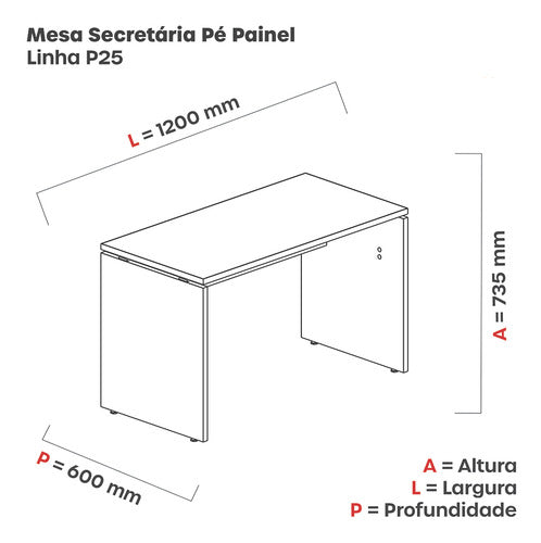 Mesa Escritório Pc Home Office Escrivaninha Pe25 120x60