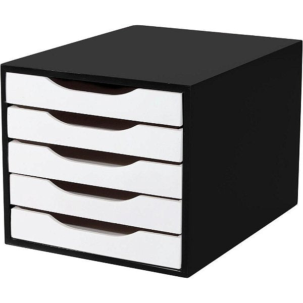 Caixa correspondencia madeira arquivo 05 gavetas preto/br - Souza (unidade)