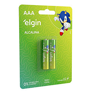 Blister de Pilha Alcalina AA C/2 unidades Elgin