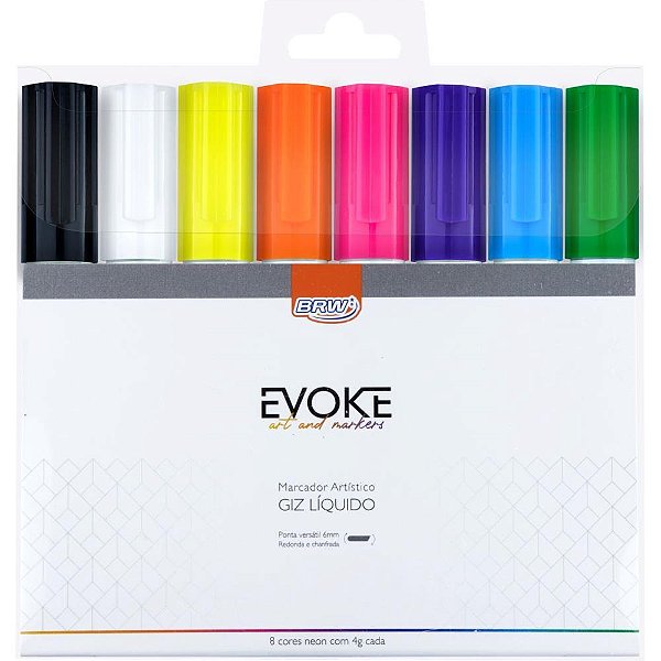Giz liquido removivel 6mm 8 cores - Brw (estojo)