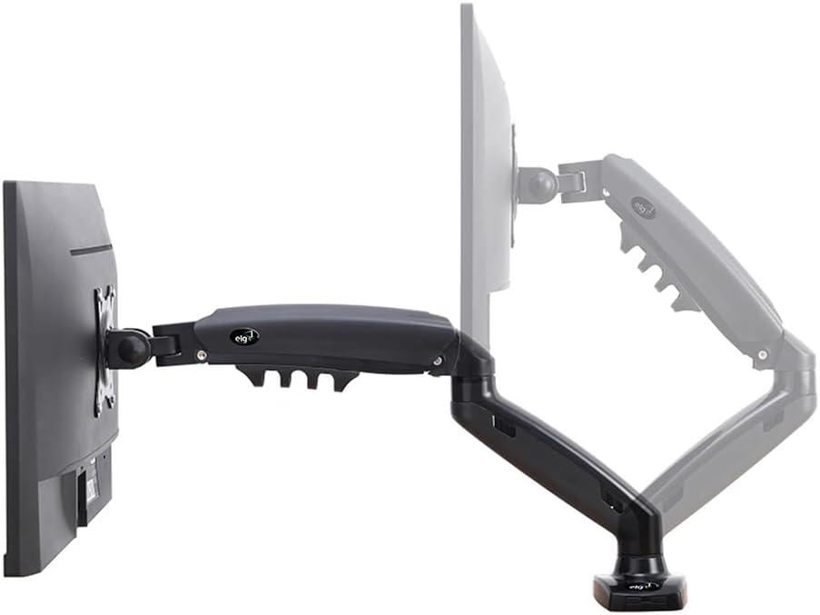 ELG, F90USB, Suporte Ergonômico Articulado de Mesa c/Pistão a Gás para Monitores de 17'' a 35'', Carga de 2kg a 9kg, Com 2 Portas USB, Preto