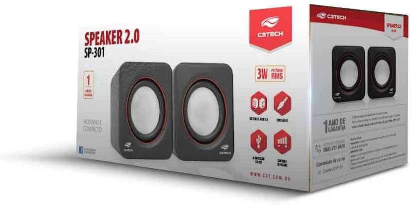 Caixa de som SP-301BK Preto C3Tech