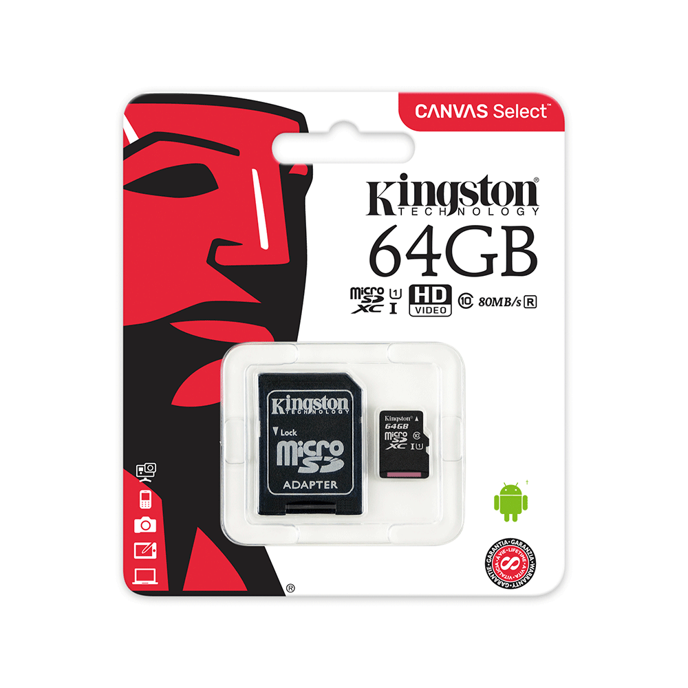 Cartão de Memória Micro SD Kingston Canvas Select Plus  64GB