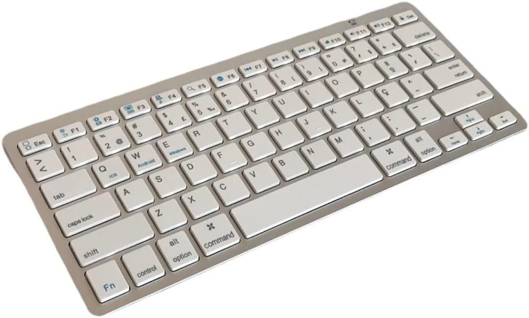Mini Teclado Bluetooth Sem Fio para Tablet e Celular Prata