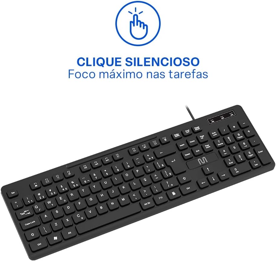 Teclado Com Fio Multimídia Cabo de 180cm Teclas Redondas USB Preto Multi - TC294