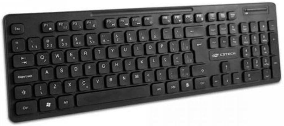 C3Tech Combo Teclado e Mouse K-W20BK sem fio Preto Layout ABNT2
