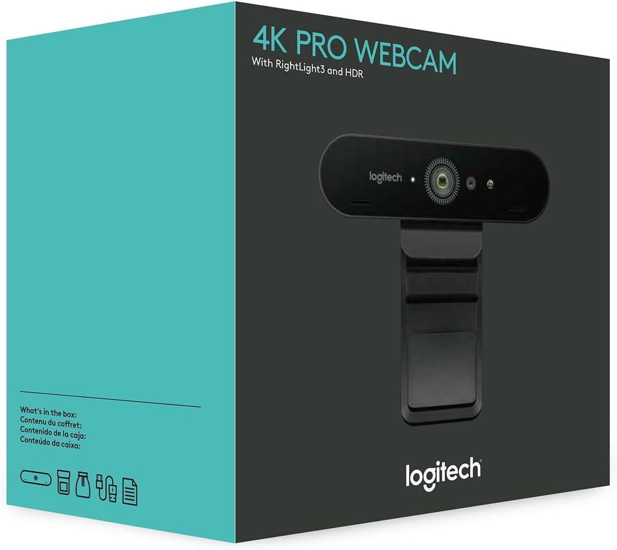 Webcam Ultra HD Logitech Brio 4K PRO com Microfone Embutido para Chamadas e Gravações em Video - Compatível com Logitech Capture
