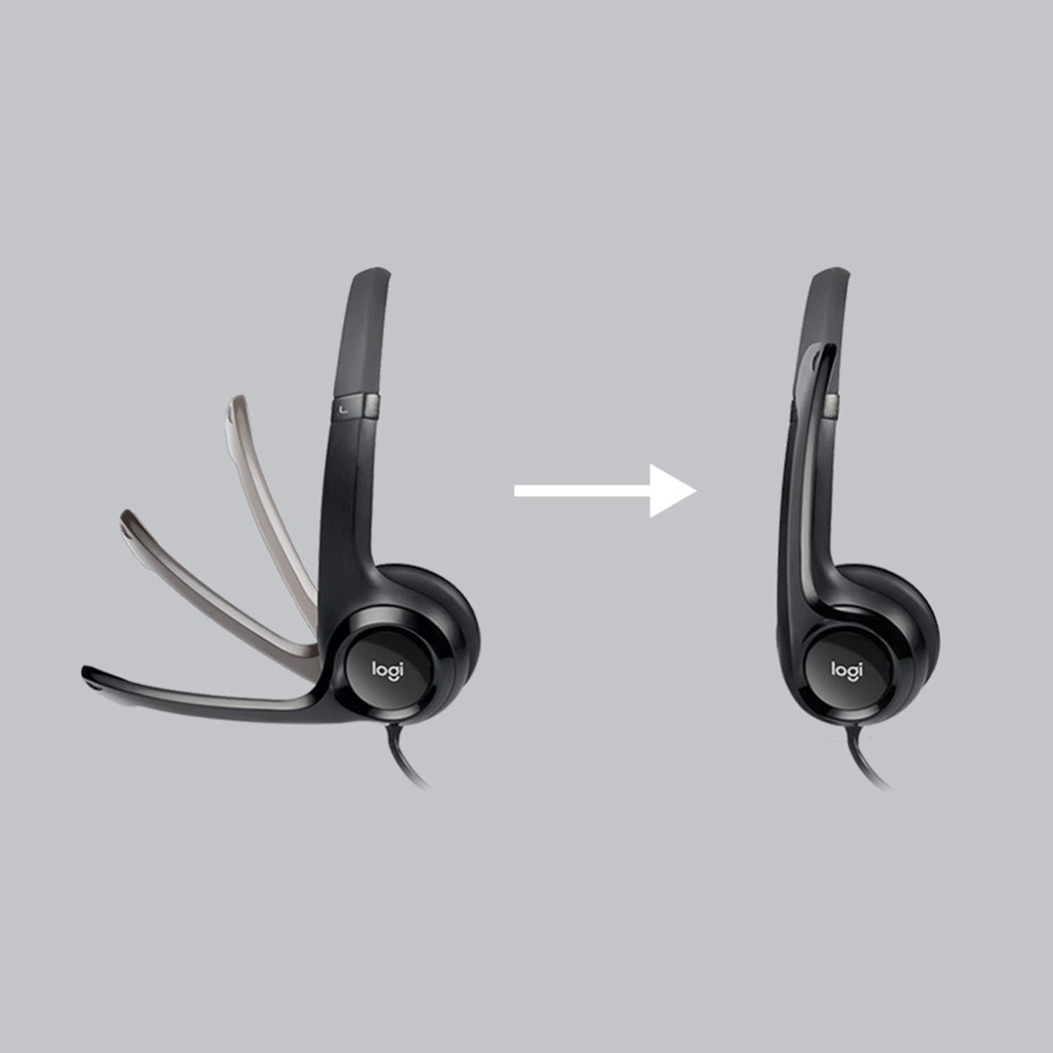 Headset com fio USB Logitech H390 com Almofadas Confortáveis, Controles de Áudio Integrado e Microfone com Redução de Ruído - Preto