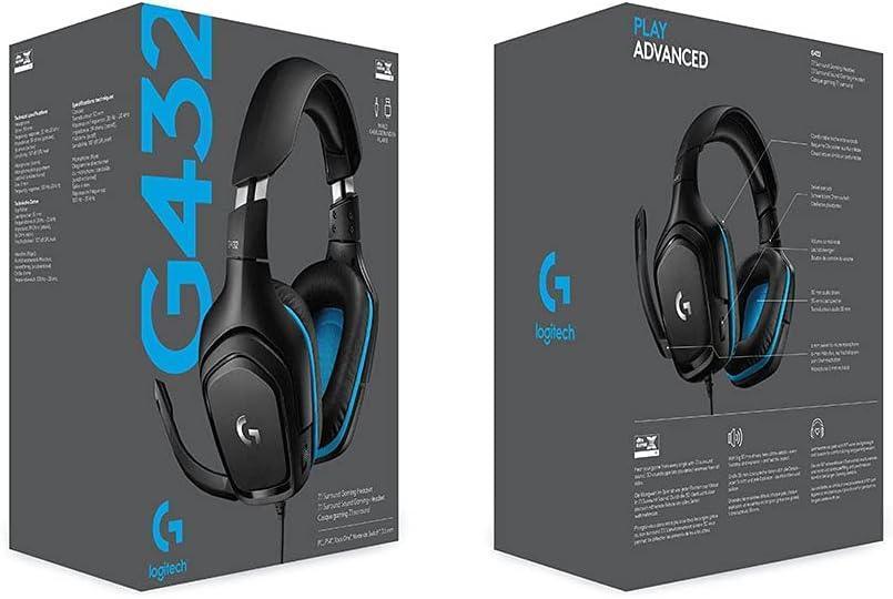 Headset Gamer Logitech G432 7.1 Dolby Surround para PC, PlayStation, Xbox e Nintendo Switch - Preto/Azul
