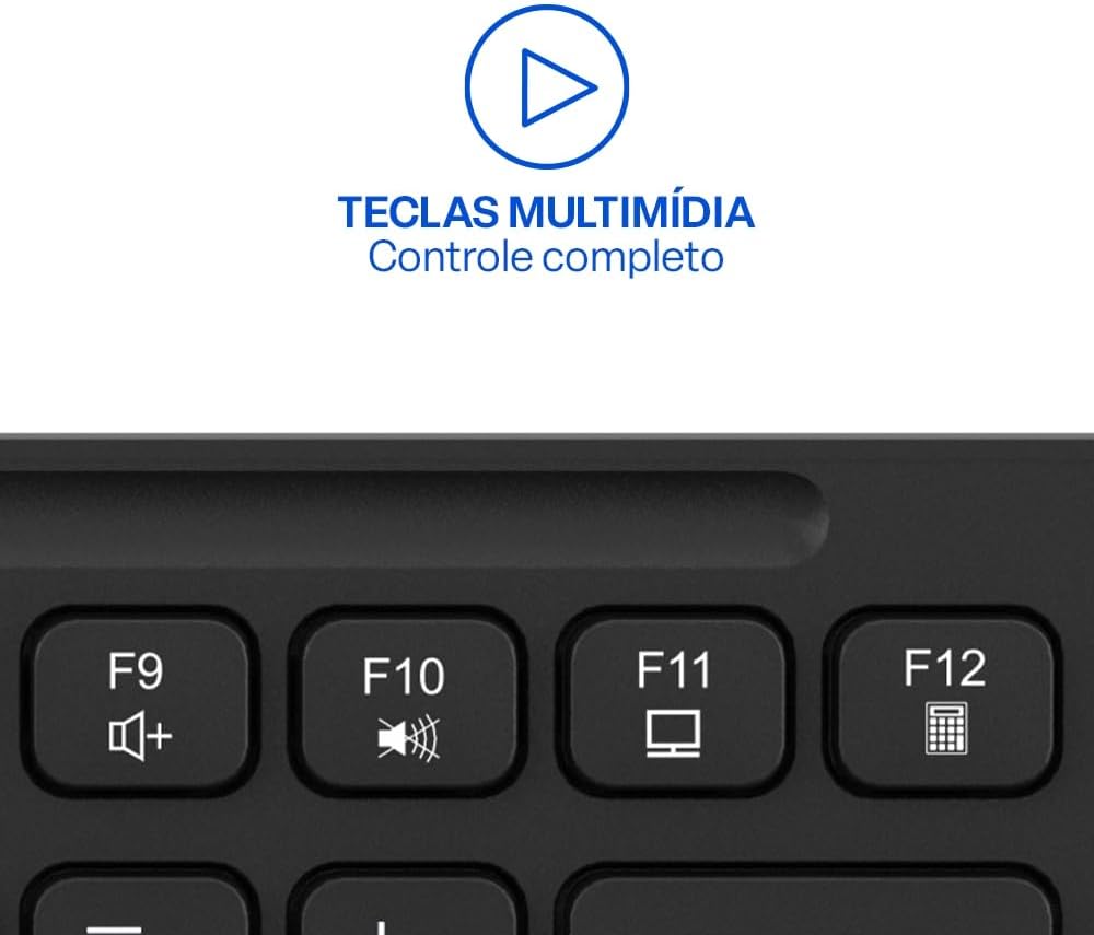 Teclado Com Fio Multimídia Cabo de 180cm Teclas Redondas USB Preto Multi - TC294