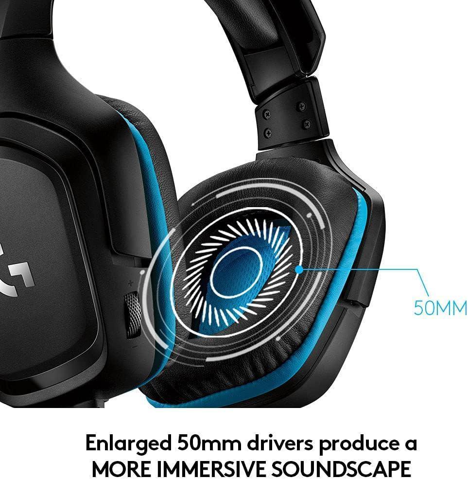 Headset Gamer Logitech G432 7.1 Dolby Surround para PC, PlayStation, Xbox e Nintendo Switch - Preto/Azul