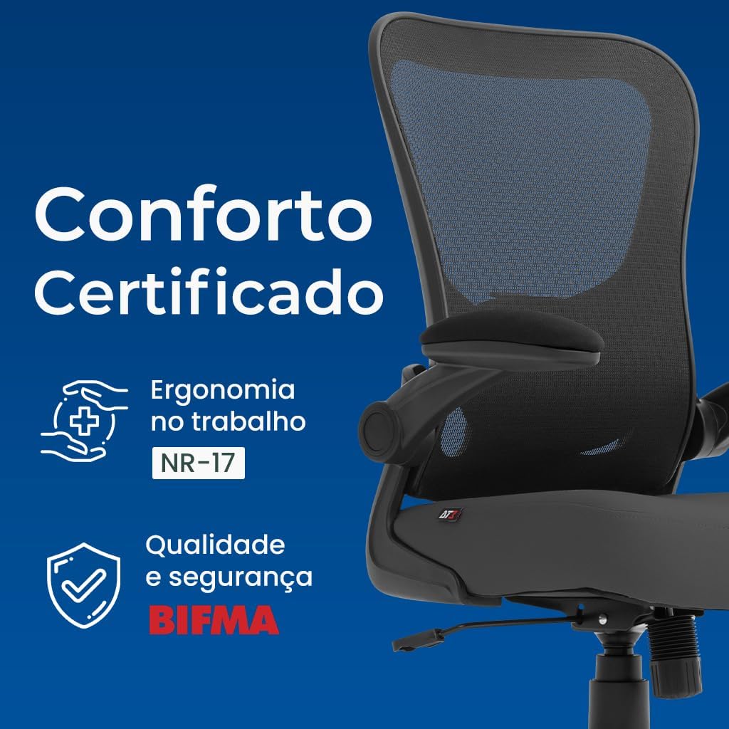 Cadeira Escritorio Ergonomica e Confortável DT3 Vita com revestimento Mesh Preta