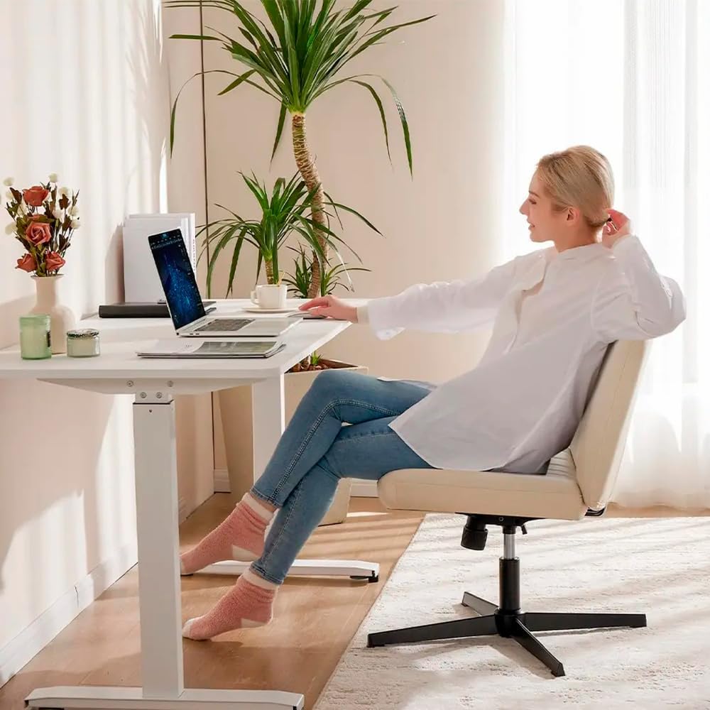 Cadeira Escritório DT3 Dolly, Criss Cross Cosy Chair, Original, Cadeira de Assento Extra Grande e Largo, Leisure, Penteadeira, Escrivaninha (Blue)