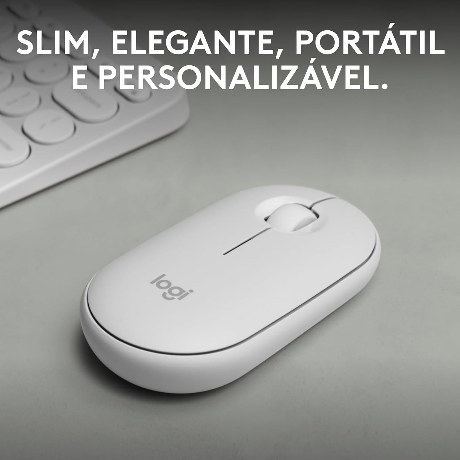 Mouse sem fio Logitech Pebble 2 M350s com Clique Silencioso, Design Slim Ambidestro, Conexão Bluetooth e Pilha Inclusa - Grafite