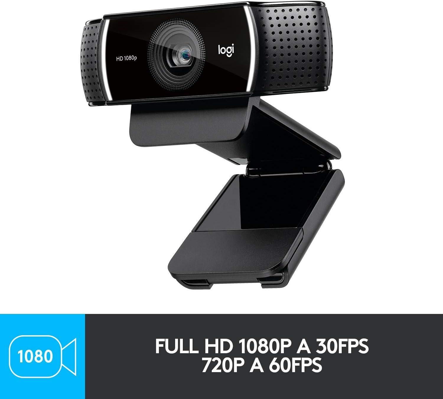 Webcam Full HD Logitech C922 Pro Stream com Microfone Embutido para Chamadas e Gravações em Video 1080p e Tripé Incluso - Compatível com Logitech Capture
