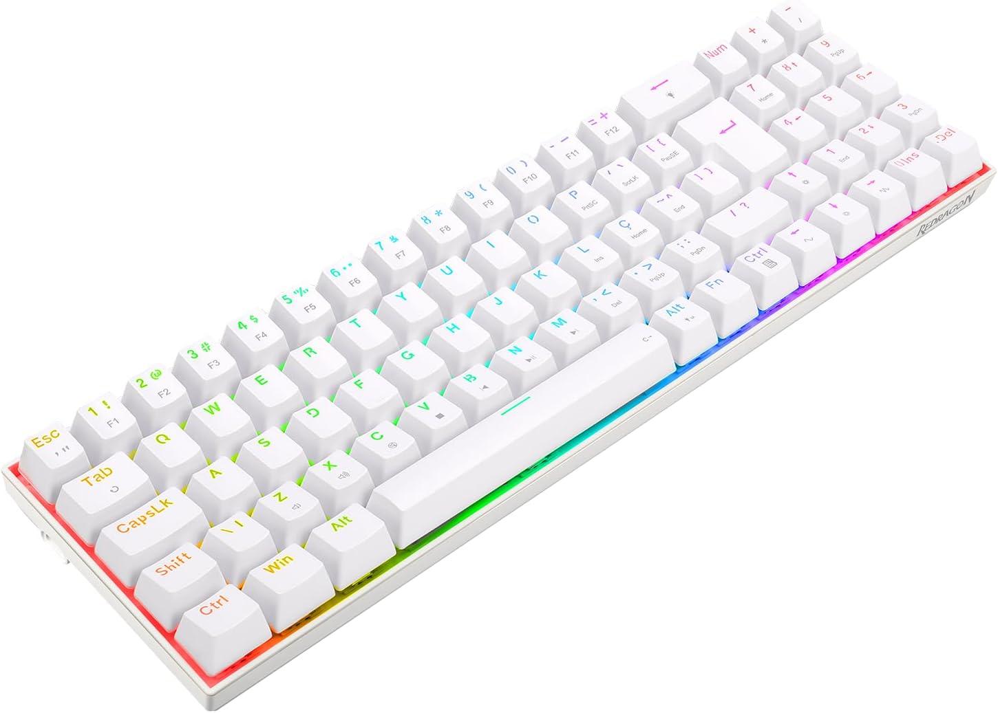 Teclado Mecanico Gamer Redragon ZED Pro, RGB, Wireless, Switch Marrom - K627P-WNS-W (PT-BROWN) - Branco