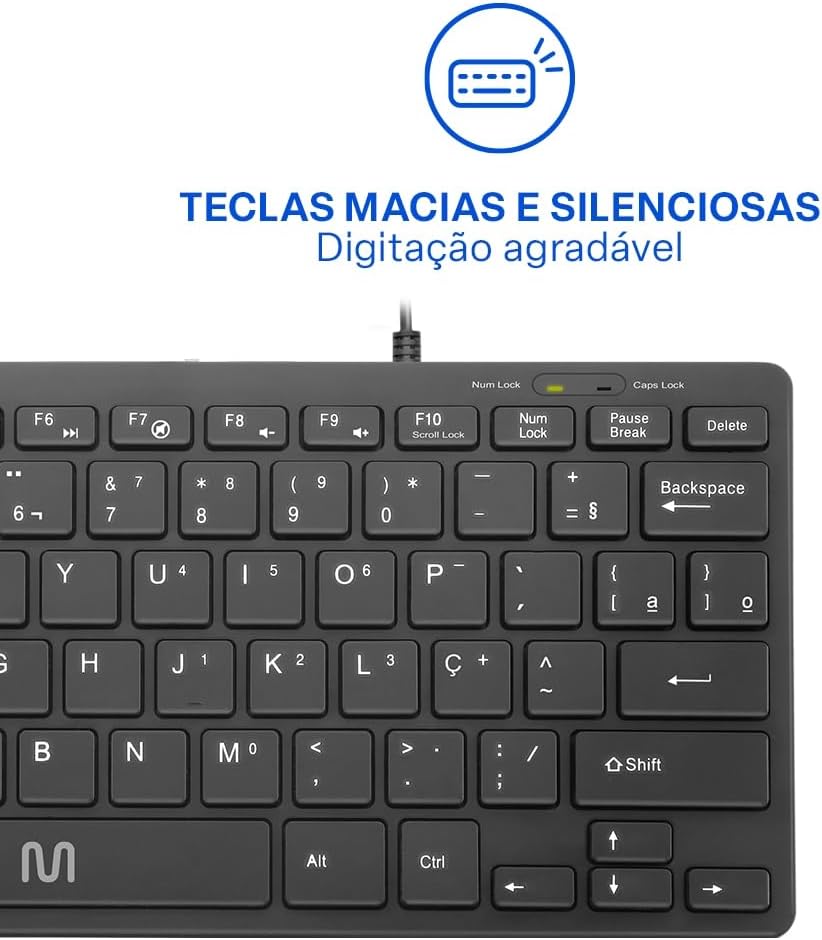 Teclado Com Fio Mini Multimídia Conexão USB Cabo de 150cm Preto Multi (Multilaser) - TC154