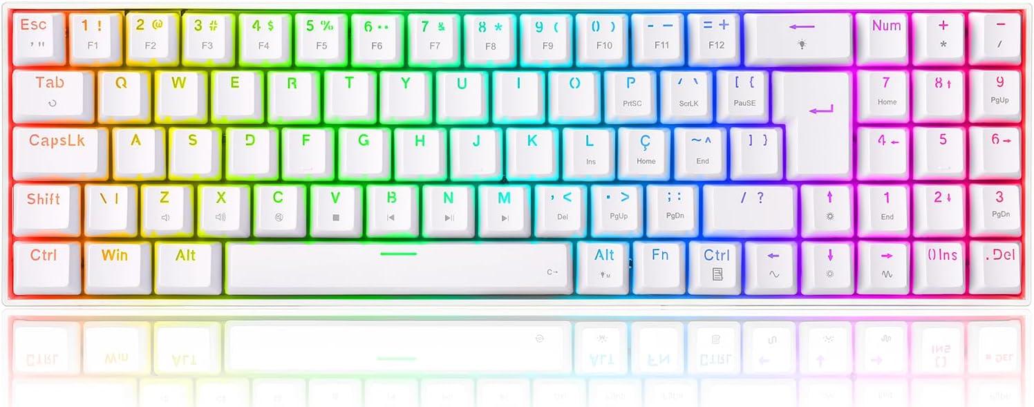 Teclado Mecanico Gamer Redragon ZED Pro, RGB, Wireless, Switch Marrom - K627P-WNS-W (PT-BROWN) - Branco