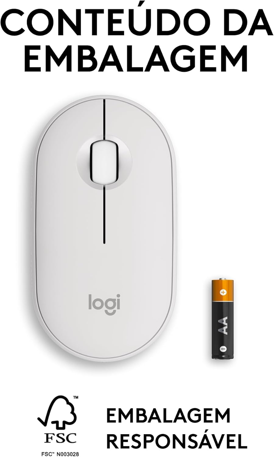 Mouse sem fio Logitech Pebble 2 M350s com Clique Silencioso, Design Slim Ambidestro, Conexão Bluetooth e Pilha Inclusa - Grafite