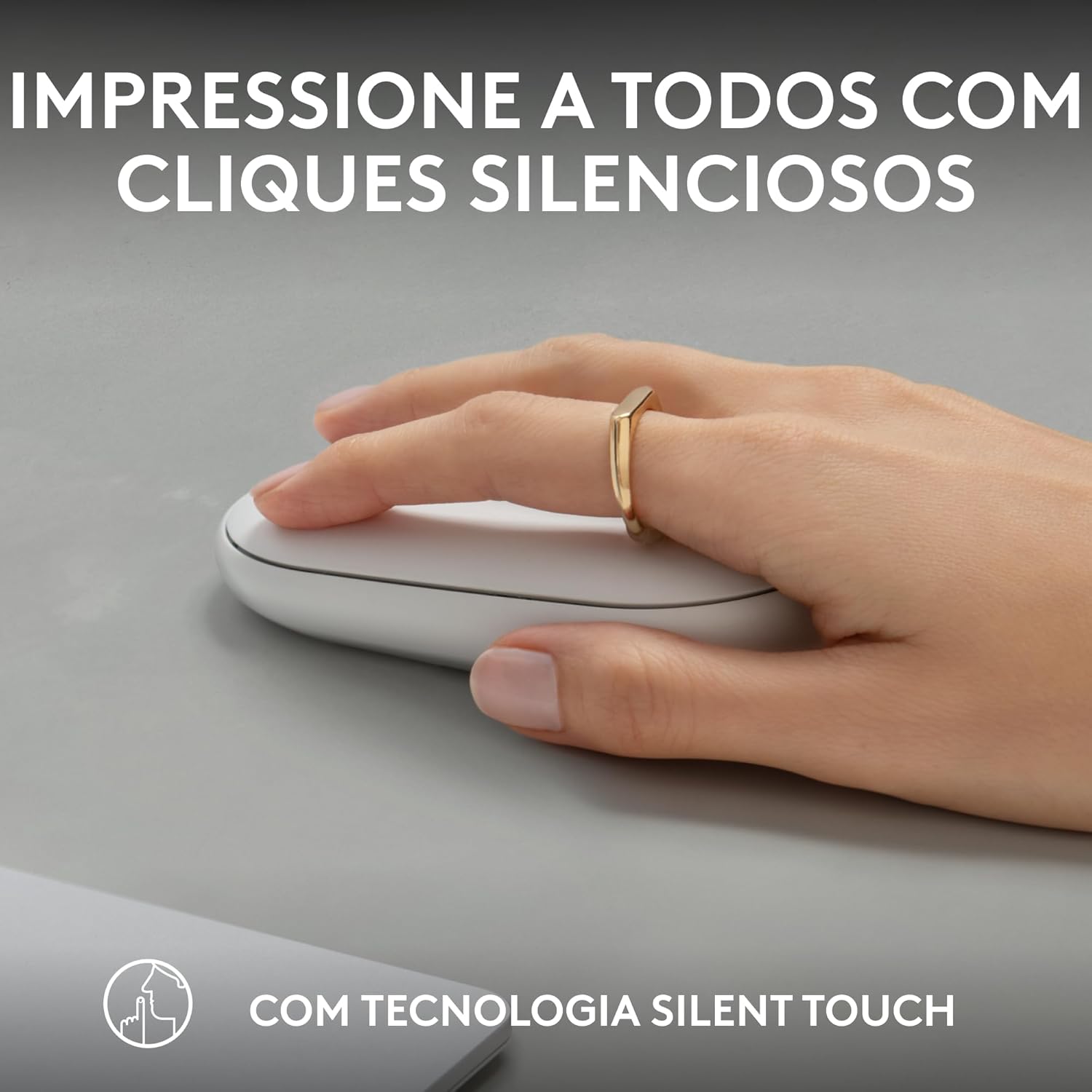 Mouse sem fio Logitech Pebble 2 M350s com Clique Silencioso, Design Slim Ambidestro, Conexão Bluetooth e Pilha Inclusa - Grafite