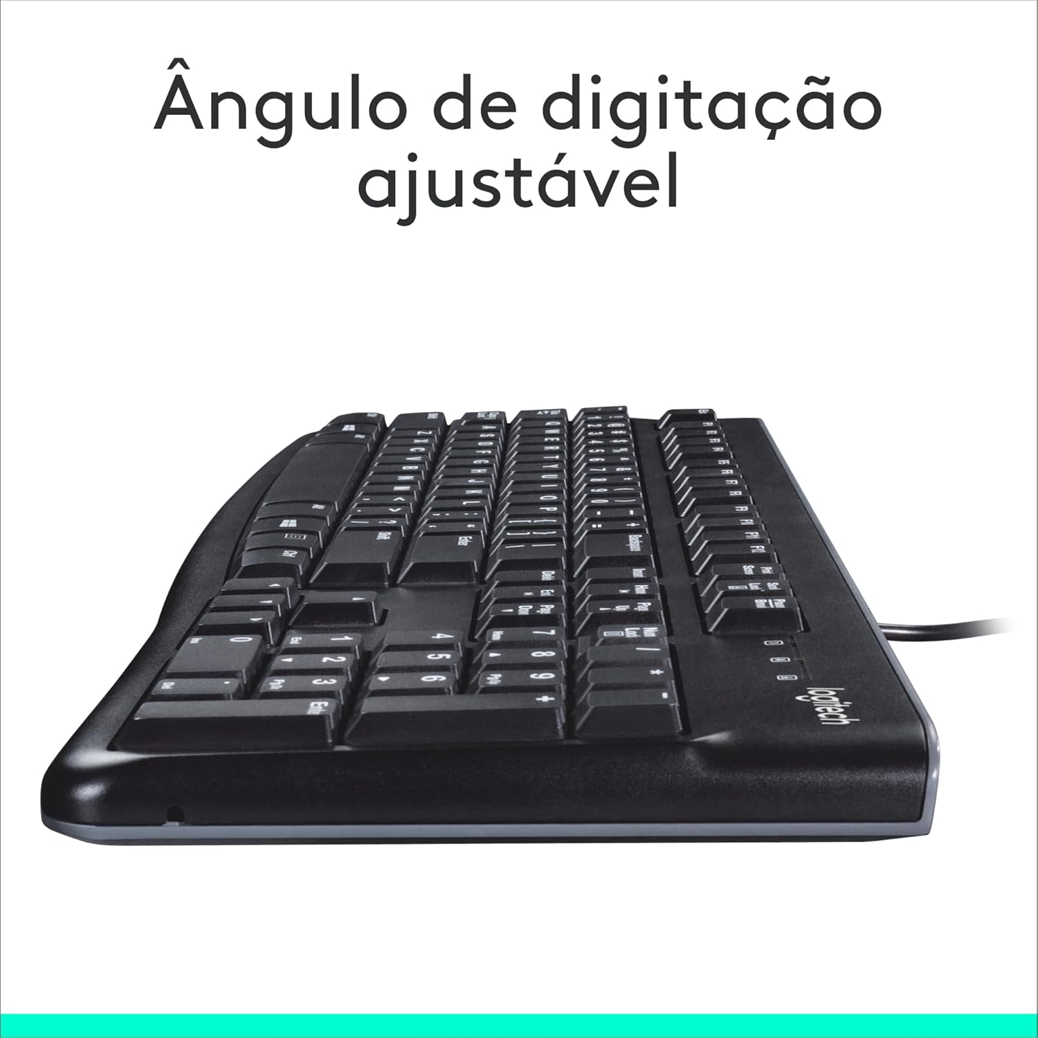 Teclado com fio USB Logitech K120, Resistente à Respingos, Barra de Espaço Curva, Compatível com PC e Notebook, Layout ABNT2